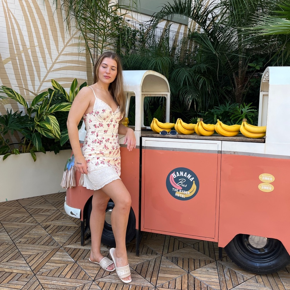 WeWoreWhat White and Pink Floral Mini Dress